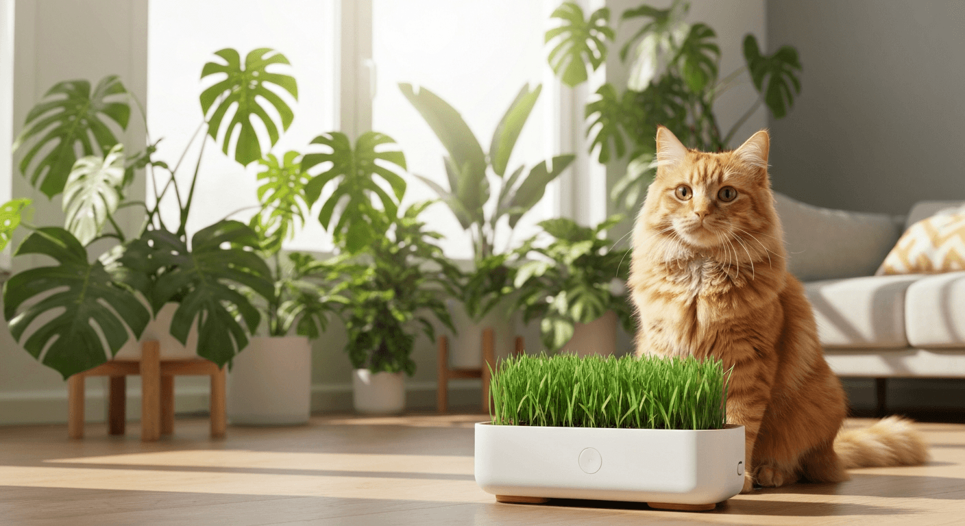 De 'Groene-Gourmet-Gekte': Waarom je kat je kamerplanten als saladebar gebruikt (en de gadget die je urban jungle redt)